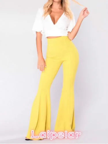 New Women Casual Palazzo High Waist Wide Leg Long Pants Bell Bottoms Trousers Women Flare Pants Laipelar
New Women Casual Palazzo High Waist Wide Leg Long Pants Bell Bottoms Trousers Women Flare Pants Laipelar