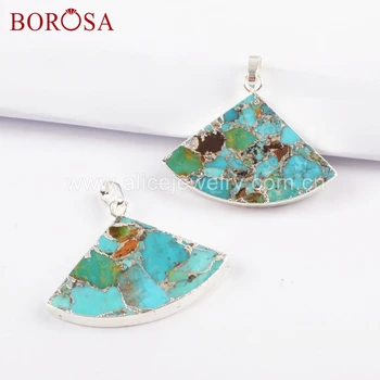 BOROSA 8PCS Silver Color Natural Turquoises Fan shape Pendants Copper Blue Howlite Jewelry for Necklace Self Design S1684
BOROSA 8PCS Silver Color Natural Turquoises Fan shape Pendants Copper Blue Howlite Jewelry for Necklace Self Design S1684