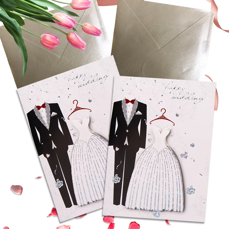 6sets/lot Creative Bride and Bridegroom Design Wedding Invitations Card Wedding Favors Cards With Sliver Grey Envelope
6sets/lot Creative Bride and Bridegroom Design Wedding Invitations Card Wedding Favors Cards With Sliver Grey Envelope