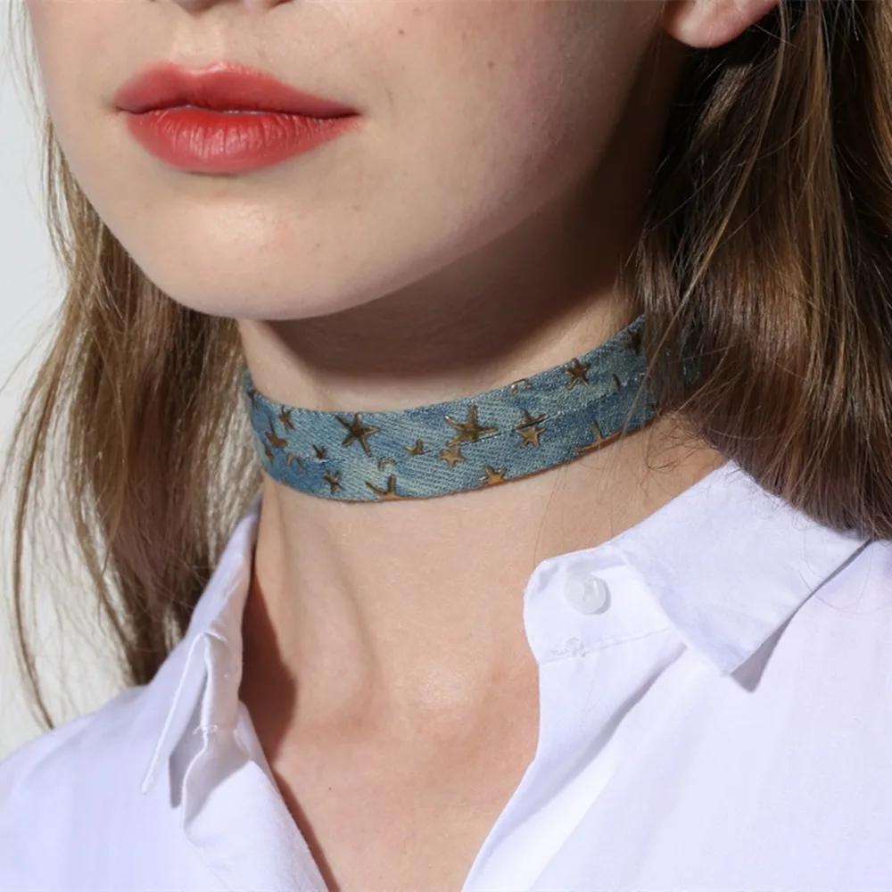 2019 Rock Star Gold Stamping Denim Choker Necklace for Women Girls Gift Punk Rock Gothic Necklace 10 Styles
2019 Rock Star Gold Stamping Denim Choker Necklace for Women Girls Gift Punk Rock Gothic Necklace 10 Styles