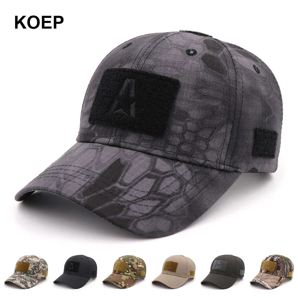 

KOEP 2021 Outdoor Sport Snapback Baseball Caps Camouflage Simplicity Tactical Army Camo Hunting Hat For Men Adult Training Cap