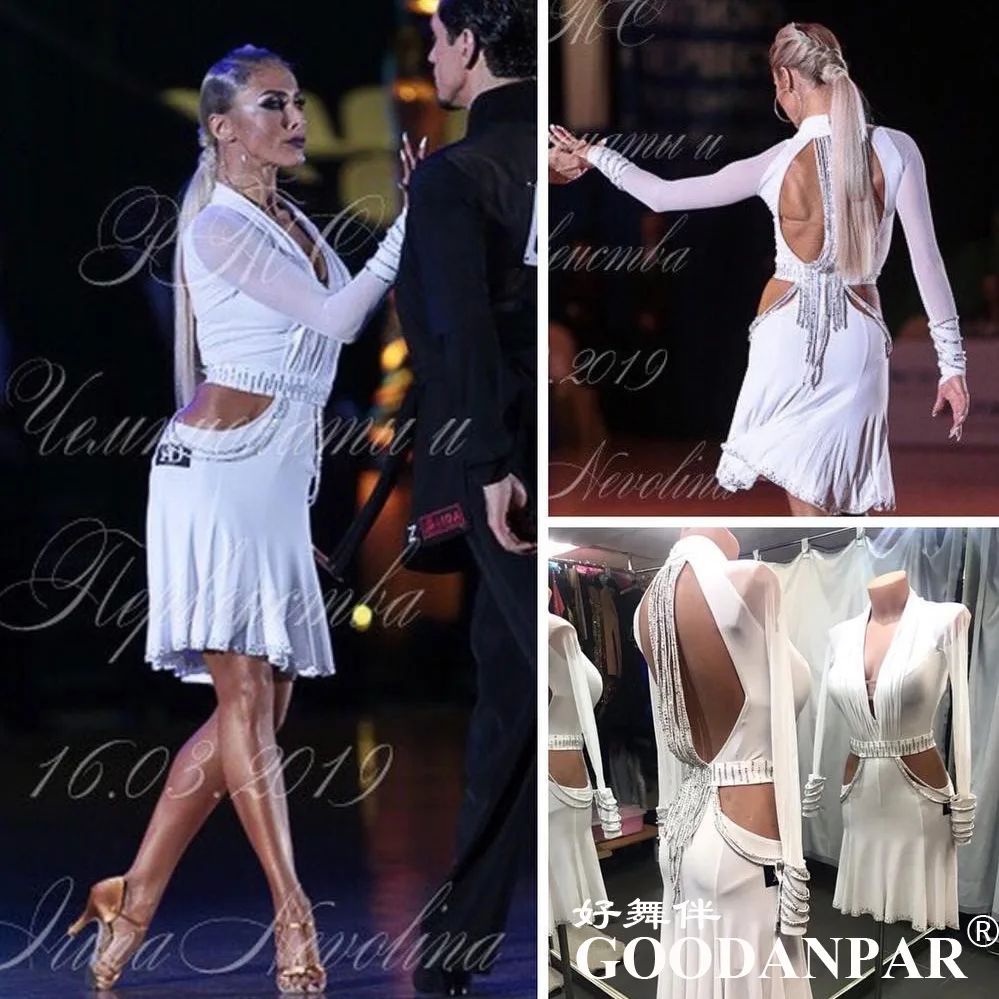 GOODANPAR women Sleeve lycra Fringe Latin Dance Dress competition Dance Wear with bodysuit bra cups Samba Salsa Costume white
GOODANPAR women Sleeve lycra Fringe Latin Dance Dress competition Dance Wear with bodysuit bra cups Samba Salsa Costume white