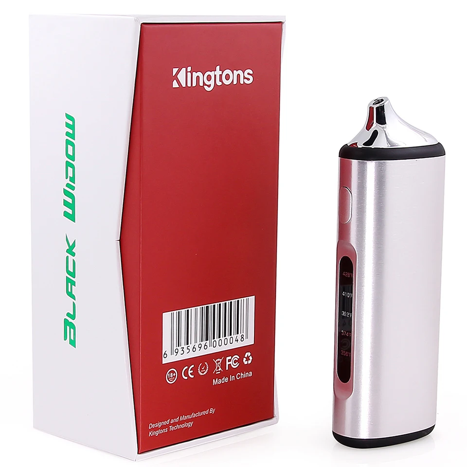 Original Kingtons dry herb herbal vaporizer e cigarette Black Widow vapor box mod vape vaporizer wax kit 2200mAh Ceramic heating