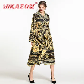 Retro Dresses V-neck High Waist Strap Print Sashes Fashion Long Sleeve Vintage Dress Clothes Vestidos Tallas Grandes Mujer 2019
Retro Dresses V-neck High Waist Strap Print Sashes Fashion Long Sleeve Vintage Dress Clothes Vestidos Tallas Grandes Mujer 2019