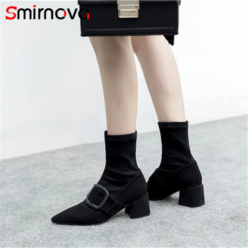 Smirnova pointed toe ladies shoes TOP 2020 suede leather boots ankle boots ladies thick high heels woman boots big size shoes
Smirnova pointed toe ladies shoes TOP 2020 suede leather boots ankle boots ladies thick high heels woman boots big size shoes