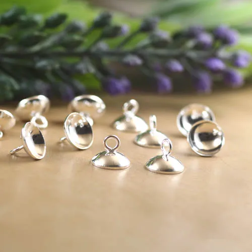 8mm Silver Plated Brass Bell Bead End Charm Caps with a Loop Connectors Settings DIY Crafts Findings Makings 
8mm Silver Plated Brass Bell Bead End Charm Caps with a Loop Connectors Settings DIY Crafts Findings Makings