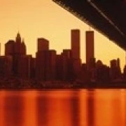 USA New York East River and Brooklyn Bridge Poster Print (18 x 6)