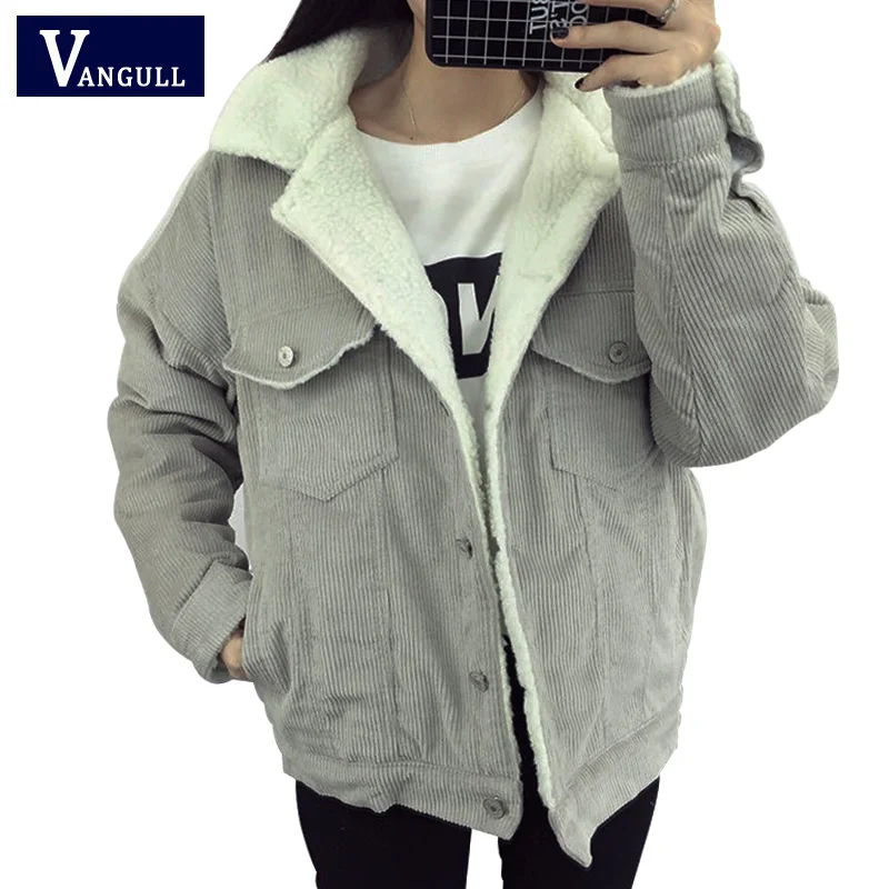 Vangull Plus Velvet Women Short Female Winter Autumn Cute Harajuku Corduroy Gray Thick Fur Lined Coat Jacket Turn-down Fur Top
Vangull Plus Velvet Women Short Female Winter Autumn Cute Harajuku Corduroy Gray Thick Fur Lined Coat Jacket Turn-down Fur Top