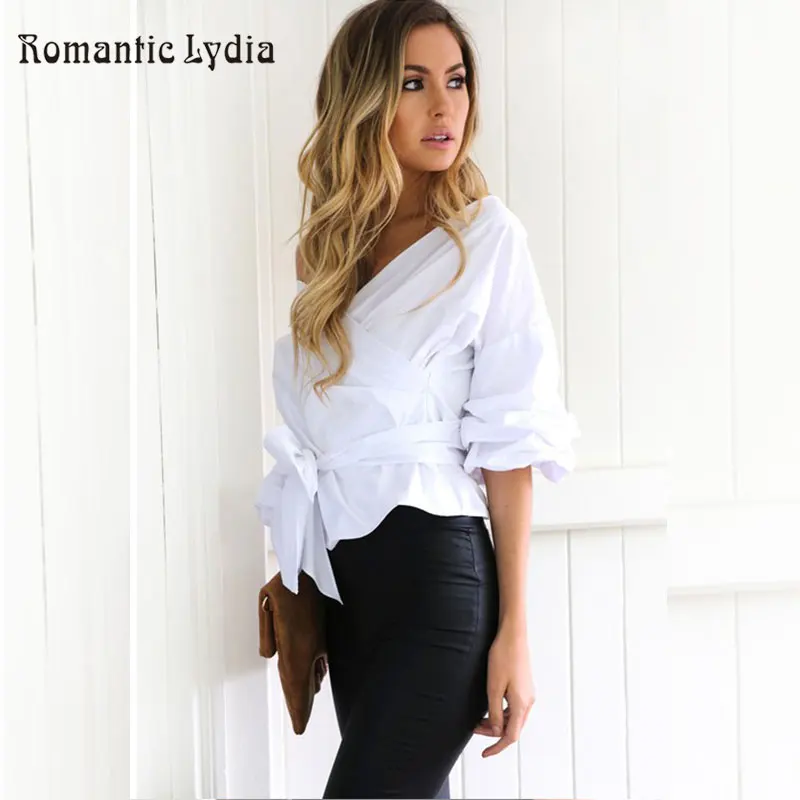 2019 Casual Off Shoulder Tops Women Summer Puff Sleeve Shirts Lady Sexy V Neck Beach Blouse with Sashes
2019 Casual Off Shoulder Tops Women Summer Puff Sleeve Shirts Lady Sexy V Neck Beach Blouse with Sashes