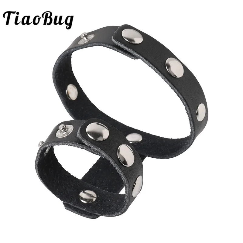 TiaoBug сексуальные мужские C-String Кожаные Двойные кольца пенис яички клетка для