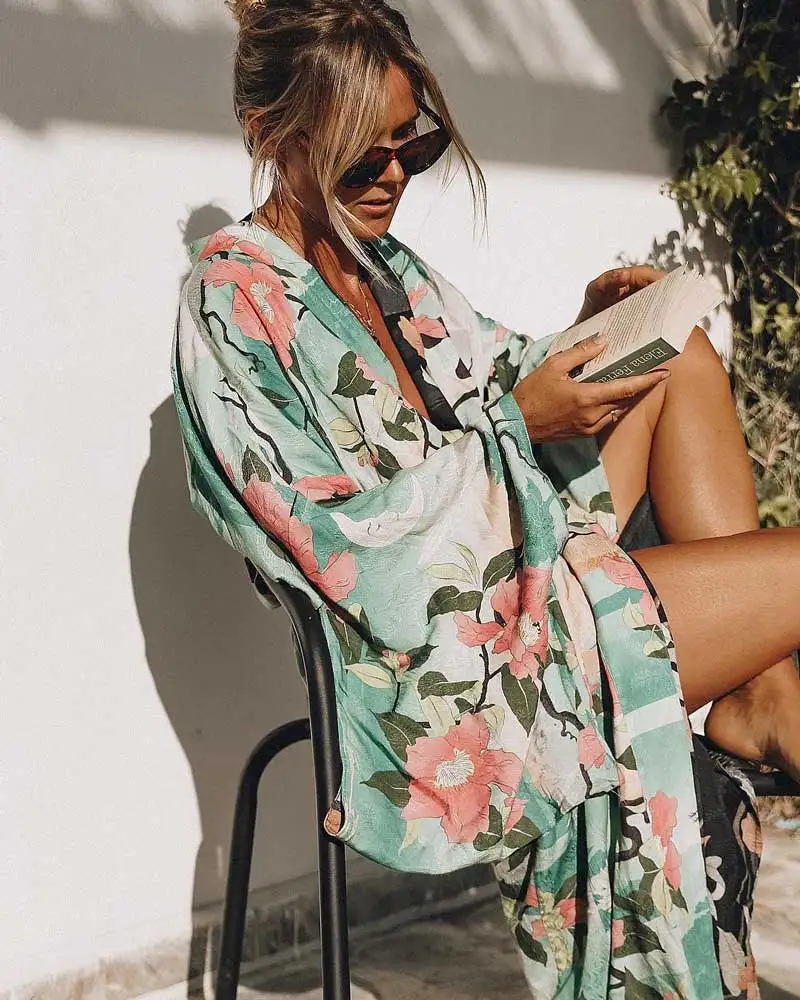 Green Vintage Retro Night Garde Print Boho maxi Kimono Shirt Sleeve Cardigan bohemian long Wrap blouse Summer Tops Beachwear
Green Vintage Retro Night Garde Print Boho maxi Kimono Shirt Sleeve Cardigan bohemian long Wrap blouse Summer Tops Beachwear