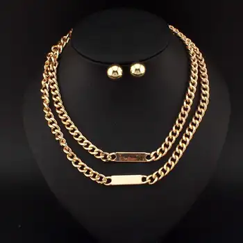 UKMOC Double Gold Color Chain Necklaces Ball Studs Earrings Jewelry Sets Fashion Accessories #2243
UKMOC Double Gold Color Chain Necklaces Ball Studs Earrings Jewelry Sets Fashion Accessories #2243