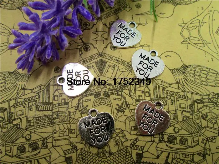 40pcs Made for You Charms, Antique silver Made for you heart Charm Pendants 15x14mm
40pcs Made for You Charms, Antique silver Made for you heart Charm Pendants 15x14mm