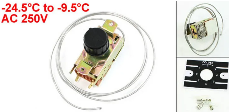AC 250V Volt 4 Pin 6mm Drive Shaft Refrigerator Thermostat -24.5 to -9.5 Celsius 2pcs
AC 250V Volt 4 Pin 6mm Drive Shaft Refrigerator Thermostat -24.5 to -9.5 Celsius 2pcs
