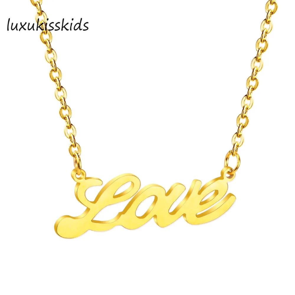 LUXUKISSKIDS Stainless steel Word "Love" pendants Necklaces with Rose Gold Vacuum Color bohemian necklace and pendant jewelry
LUXUKISSKIDS Stainless steel Word "Love" pendants Necklaces with Rose Gold Vacuum Color bohemian necklace and pendant jewelry