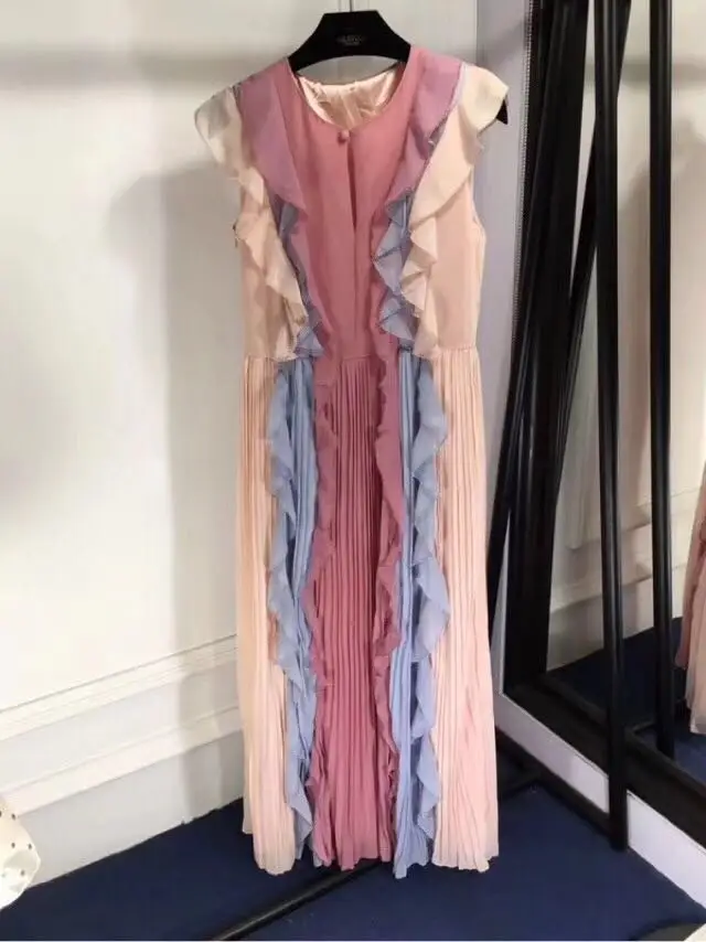 2018 new Fashion design pleated women dresses spring sleeveless high waist ruffles long dress
2018 new Fashion design pleated women dresses spring sleeveless high waist ruffles long dress
