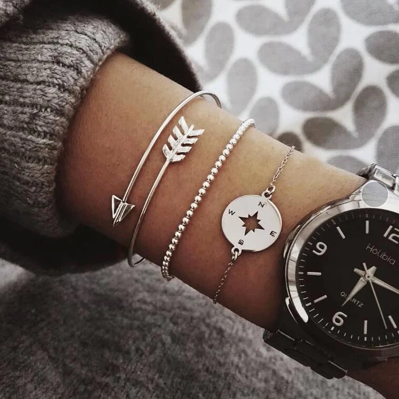 3 Pcs/set Bohemian Hollow Arrow Compass Beads Chain Silver Multilayer Bracelet Women Exquisite Charm Jewelry Gift
3 Pcs/set Bohemian Hollow Arrow Compass Beads Chain Silver Multilayer Bracelet Women Exquisite Charm Jewelry Gift