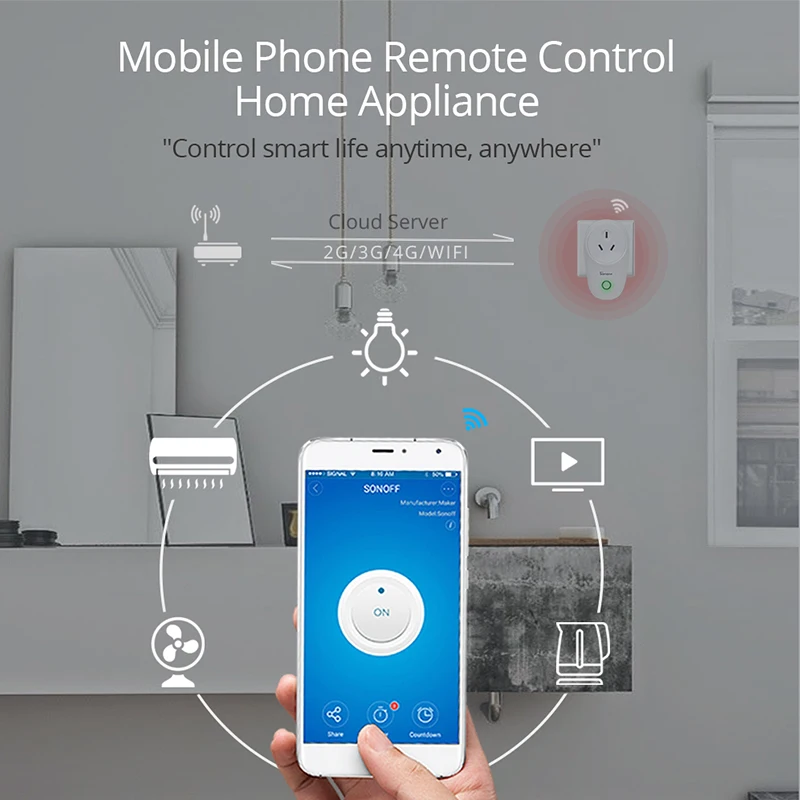 WiFi Smart Plug Home Appliances Cellphone APP/Voice Control Intelligent Timing Socket Compatible With TV/Fan/Lamp/Speaker
WiFi Smart Plug Home Appliances Cellphone APP/Voice Control Intelligent Timing Socket Compatible With TV/Fan/Lamp/Speaker