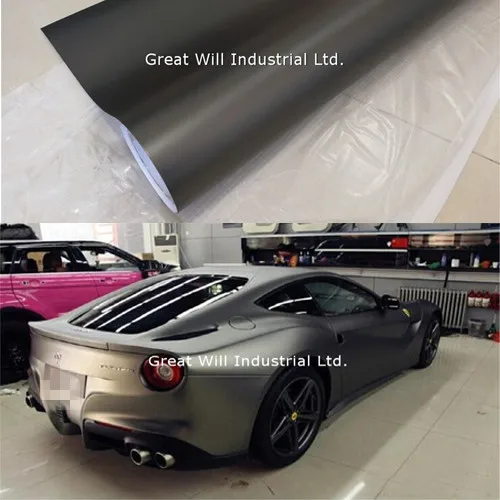 

Gunmetal Satin Chrome Vinyl Wrap Film Matte Anthracite Metallic Car Wrap Cover Styling With Air Release Size 1.52x20m/Roll