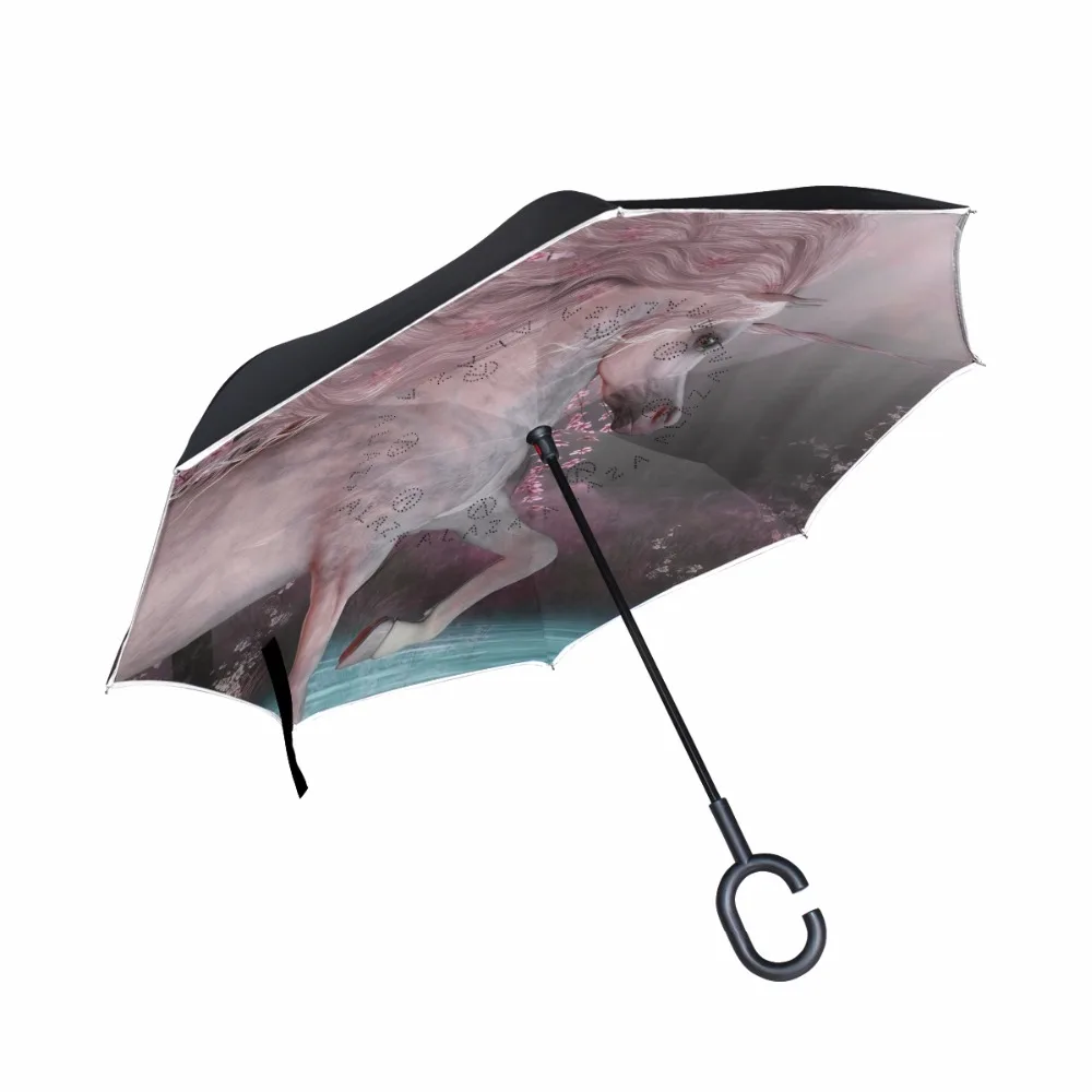 High Quality Unicorn Print Reverse Umbrella Rain Women Long C Handle Double Layer Inverted Umbrella For Car Parapluie Parasol
High Quality Unicorn Print Reverse Umbrella Rain Women Long C Handle Double Layer Inverted Umbrella For Car Parapluie Parasol