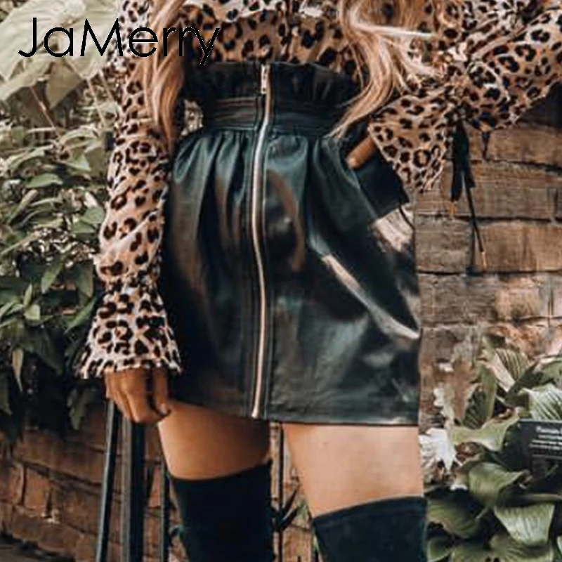 JaMerry Ruffled Pu leather women skirt sexy high waist zipper black female short mini skirt Party club highstreet bottom skirts
JaMerry Ruffled Pu leather women skirt sexy high waist zipper black female short mini skirt Party club highstreet bottom skirts