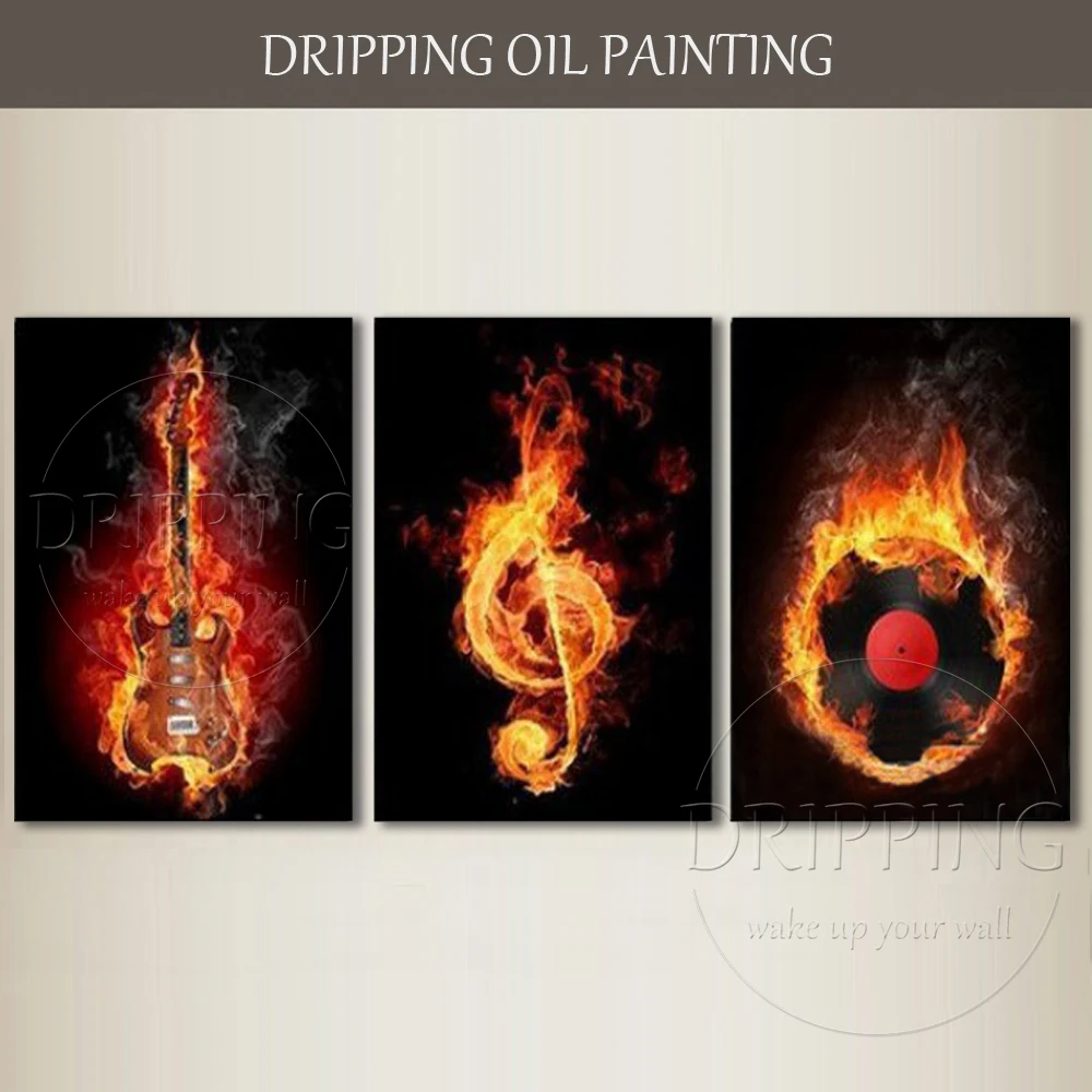 Free Shipping Hand-painted 3 Pieces Abstract Burning Music Oil Painting Abstract Instrument Musical Painting For Pub Decoration
Free Shipping Hand-painted 3 Pieces Abstract Burning Music Oil Painting Abstract Instrument Musical Painting For Pub Decoration