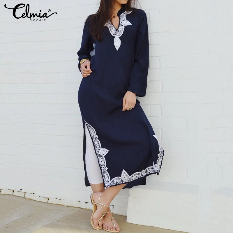 Oversized Dress Celmia 2019 Women Long Sleeve Print Shirt Dress Casual Vintage Tunic Midi Dress Loose Sexy Split Kaftan Vestidos
Oversized Dress Celmia 2019 Women Long Sleeve Print Shirt Dress Casual Vintage Tunic Midi Dress Loose Sexy Split Kaftan Vestidos
