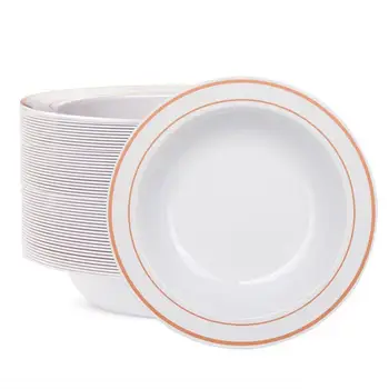 25pcs Disposable Rose Gold Rimmed Plastic Dessert Bowls-12 oz Soup Bowls Premium Heavy Duty Plastic Plates for Wedding/Party
25pcs Disposable Rose Gold Rimmed Plastic Dessert Bowls-12 oz Soup Bowls Premium Heavy Duty Plastic Plates for Wedding/Party