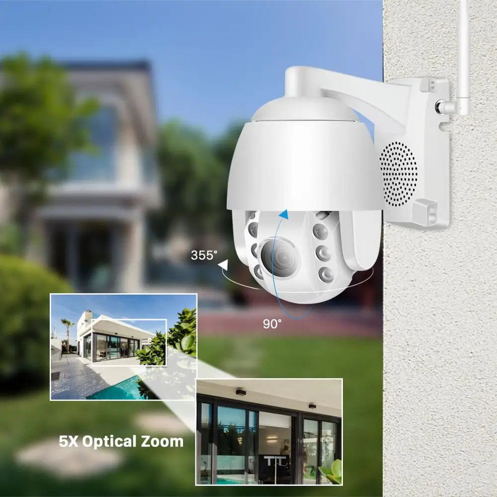 1080P Wifi IP Camera Outdoor Two Way Audio PTZ 5X Optical Zoom Night Vision IR 60M Wireless Security Speed Dome Camera P2P
1080P Wifi IP Camera Outdoor Two Way Audio PTZ 5X Optical Zoom Night Vision IR 60M Wireless Security Speed Dome Camera P2P