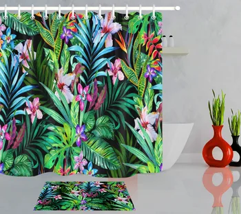 Natural Scenery Shower Curtain With Mat Set Flower & Leaves Bathroom Waterproof Eco-Friendly Polyester Fabric for Bathtub Decor 
Natural Scenery Shower Curtain With Mat Set Flower & Leaves Bathroom Waterproof Eco-Friendly Polyester Fabric for Bathtub Decor