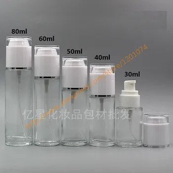 30ml/40ml/50ml clear Bottle With shiny white acrylic lotion pump,for lotion/essential oil/liquid cream,cosmetic glass bottle
30ml/40ml/50ml clear Bottle With shiny white acrylic lotion pump,for lotion/essential oil/liquid cream,cosmetic glass bottle