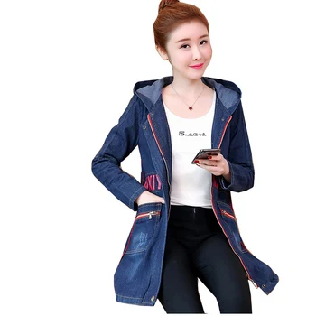 Spring Slim Jeans Jacket Women Long Plus Size Letters Printed Windbreaker Coat Harajuku With Hooded Side Striped Denim Jacket
Spring Slim Jeans Jacket Women Long Plus Size Letters Printed Windbreaker Coat Harajuku With Hooded Side Striped Denim Jacket