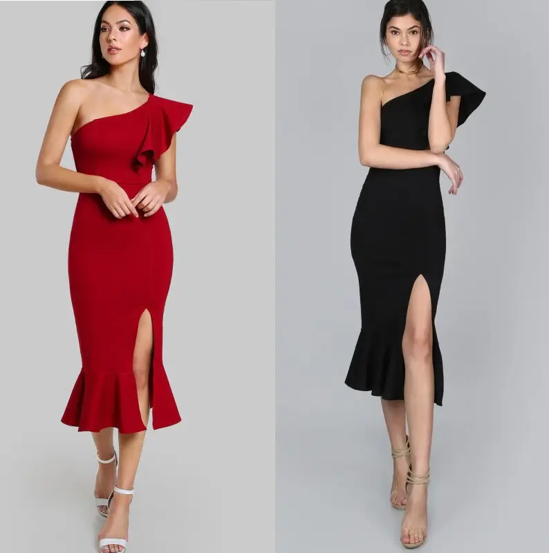 2019 Mermaid Dress Sexy Celebrity Backless One-Shoulder Slit Wommen Ruffles Sleeveless Night Club Body con Dresses Wholesale
2019 Mermaid Dress Sexy Celebrity Backless One-Shoulder Slit Wommen Ruffles Sleeveless Night Club Body con Dresses Wholesale