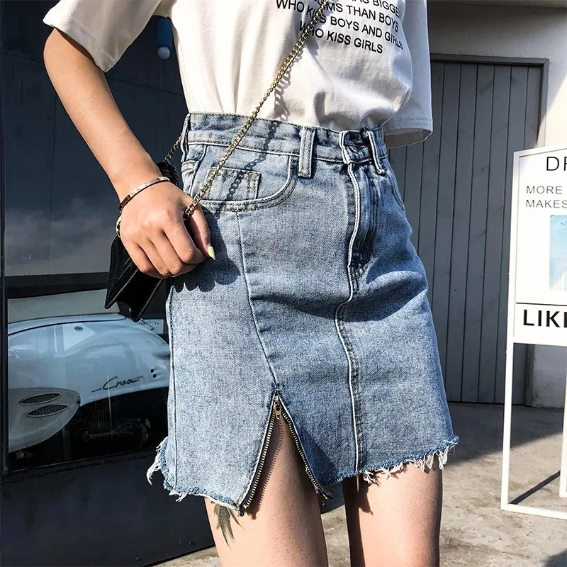 Женская модная джинсовая юбка на молнии | одежда