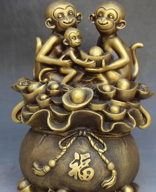 6710674++13" Chinese Folk Fengshui Bronze Wealth Yuanbao Money Bag Monkey Monkeys Statue
6710674++13" Chinese Folk Fengshui Bronze Wealth Yuanbao Money Bag Monkey Monkeys Statue