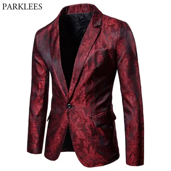 Men's Luxury Paisley Floral Blazer 2018 Spring New Casual Slim Fit Single Button Mens Silk Suit Blazers Jackets Stage Costumes
Men's Luxury Paisley Floral Blazer 2018 Spring New Casual Slim Fit Single Button Mens Silk Suit Blazers Jackets Stage Costumes