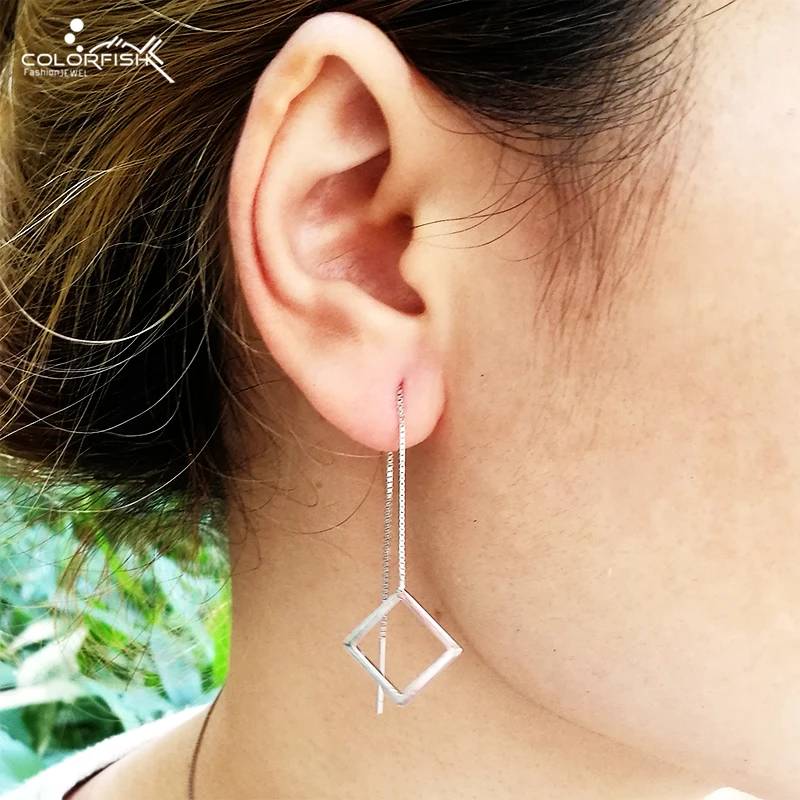 COLORFISH Fashion Women 925 Sterling Silver Dangle Earrings Simple Personalized Geometric Square Long Line Drop Earring Jewelry
COLORFISH Fashion Women 925 Sterling Silver Dangle Earrings Simple Personalized Geometric Square Long Line Drop Earring Jewelry