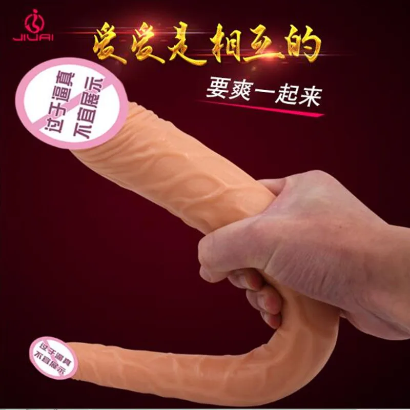 

Double Dildo Flexible Soft Jelly Vagina & Anal Women Gay Lesbian Double Ended Dong Penis Artificial Penis Sex Toys