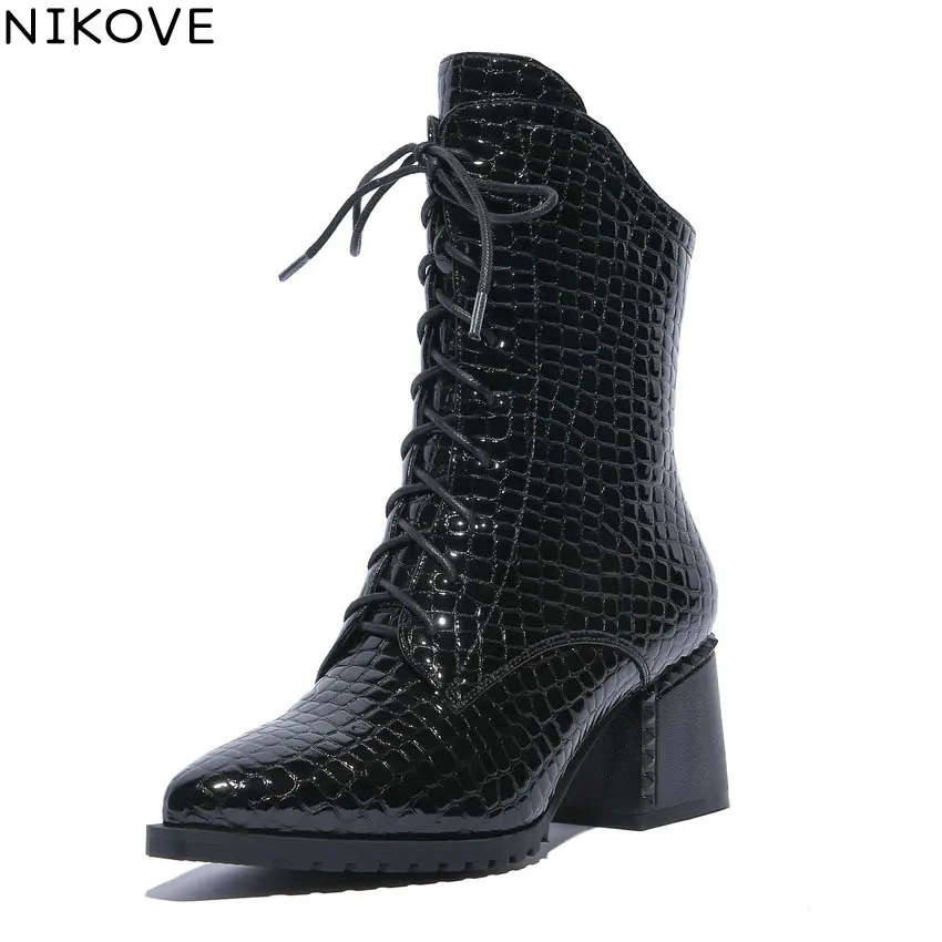 NIKOVE 2019 Women Shoes Embossed Cow Leather PU Square High Heels Winter Shoes Ankle Boots Zipper Western Woman Shoes Size 34-42
NIKOVE 2019 Women Shoes Embossed Cow Leather PU Square High Heels Winter Shoes Ankle Boots Zipper Western Woman Shoes Size 34-42