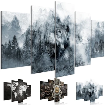 Chinese Style Wall Art Mountain Predator Canvas Posters Wild Animals Wolf Painting 5 Pieces Pictures for Living Room HD Prints
Chinese Style Wall Art Mountain Predator Canvas Posters Wild Animals Wolf Painting 5 Pieces Pictures for Living Room HD Prints