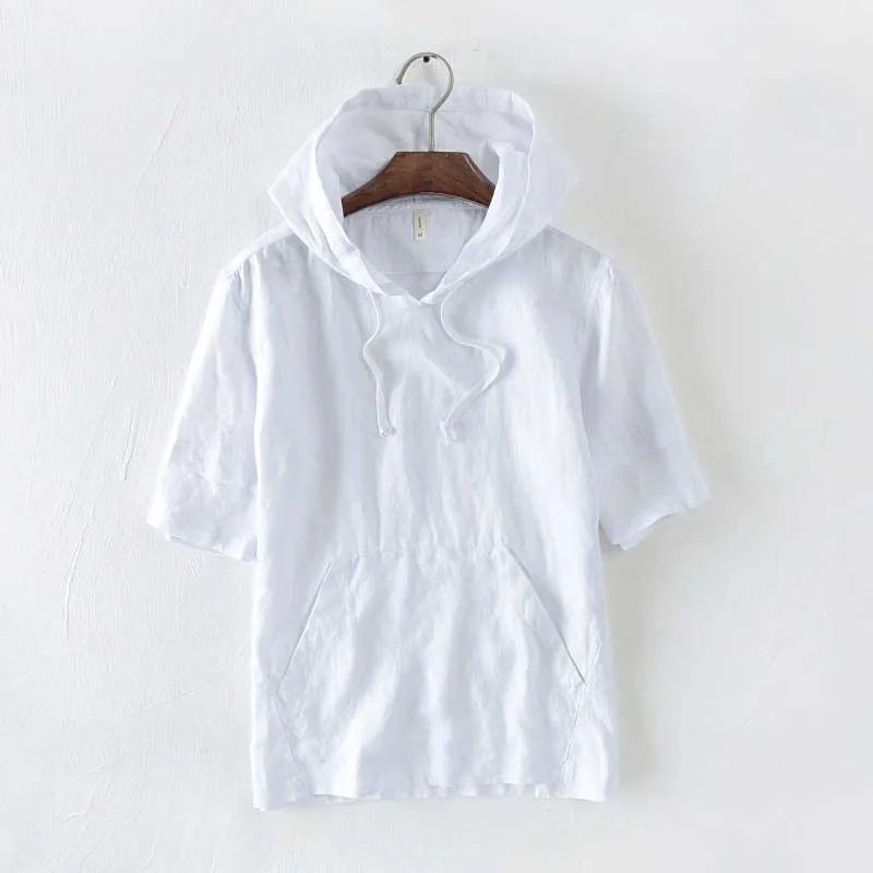 New Fashion Hooded T-shirt Linen for Summer Men Casual Hoodies with Front Pocket Pullover Tshirt Short Sleeve Thin T shirt
New Fashion Hooded T-shirt Linen for Summer Men Casual Hoodies with Front Pocket Pullover Tshirt Short Sleeve Thin T shirt