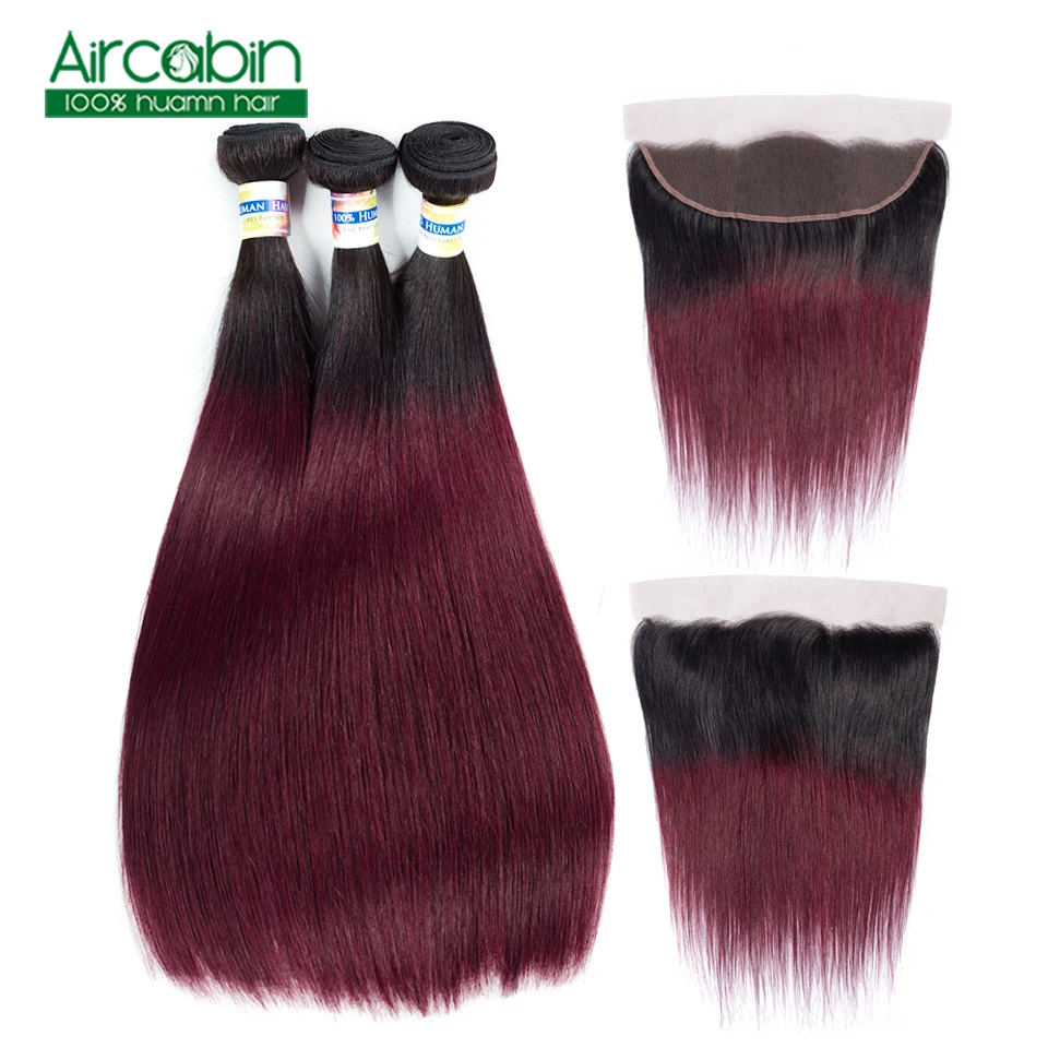 Pre-Colored Ombre Straight Hair Bundles with Frontal T1B 99J Brazilian Hair Extension Bundles with Closure AirCabin Non Remy
Pre-Colored Ombre Straight Hair Bundles with Frontal T1B 99J Brazilian Hair Extension Bundles with Closure AirCabin Non Remy