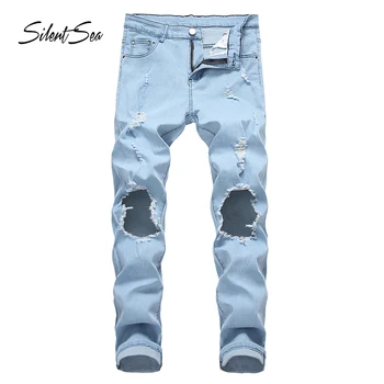 Silentsea pants korean mens designer clothes Knee Hole fashion denim jumpsuit light blue skinny destroyed ripped distress pants
Silentsea pants korean mens designer clothes Knee Hole fashion denim jumpsuit light blue skinny destroyed ripped distress pants