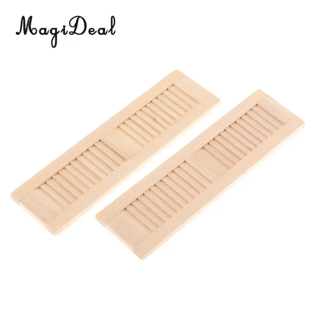 2Pcs/Set Handmade 1/12 Miniature Dollhouse Wooden Shutters DIY Window Furniture Accessories Toys for Children