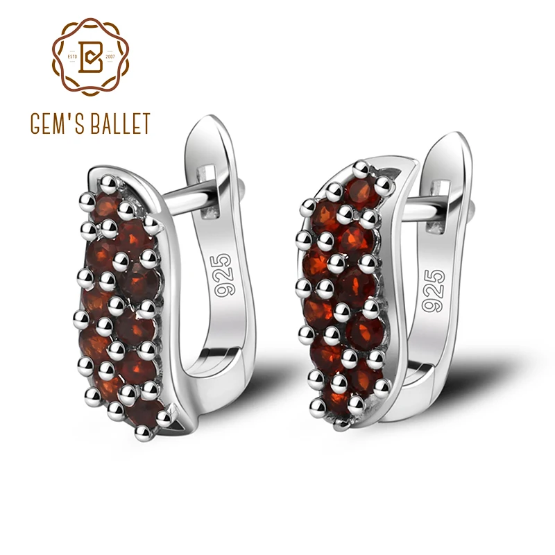 

Gem's Ballet Natural Garnet 925 Sterling Silver Earrings For Women Party Dating Romantic Pomegranate Granules Earring Jackets