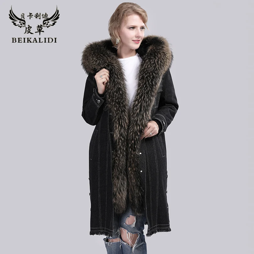 BEIKALIDI Women Real Rabbit Fur Parka Natural Fur Women's Winter Denim Jacket With Real Raccoon Fur Collar Hooded Real Fur Coat
BEIKALIDI Women Real Rabbit Fur Parka Natural Fur Women's Winter Denim Jacket With Real Raccoon Fur Collar Hooded Real Fur Coat