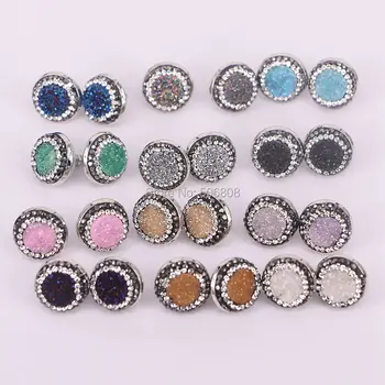 10Pairs Nature titanium quartz stone stud earrings, 16mm, round pave rhinestone crystal bezel gems earrings ZYZ160-8829
10Pairs Nature titanium quartz stone stud earrings, 16mm, round pave rhinestone crystal bezel gems earrings ZYZ160-8829