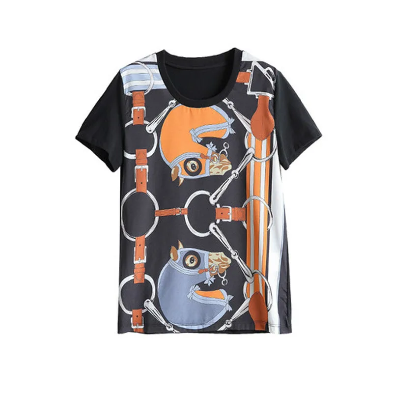 Horse Head Printing Women Tops Novelty T Shirts 2018 New Summer Runway Woman Black Simple Top Tee Shirt Clothing blusa cavalo
Horse Head Printing Women Tops Novelty T Shirts 2018 New Summer Runway Woman Black Simple Top Tee Shirt Clothing blusa cavalo