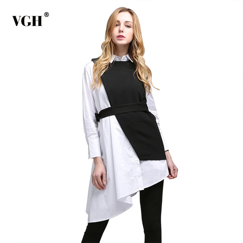 VGH 2019 Autumn Women Two Piece Set Dress Long Sleeve Asymmetrical Shirt Dresses With Lace Up Vest Female Suit Casual Clothes
VGH 2019 Autumn Women Two Piece Set Dress Long Sleeve Asymmetrical Shirt Dresses With Lace Up Vest Female Suit Casual Clothes