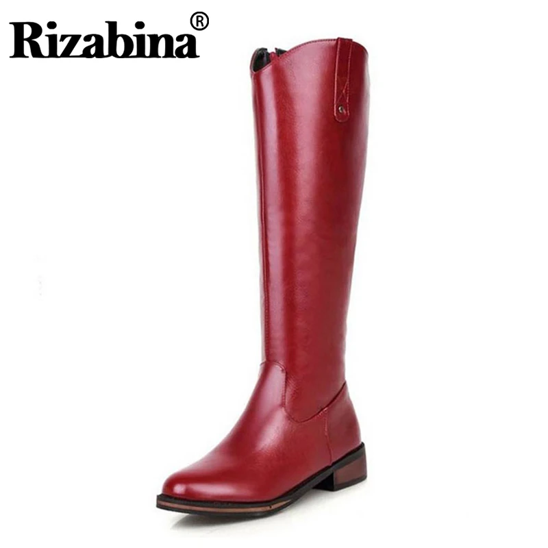 RIZABINA/размеры 34-43 женские сапоги до колена на плоской подошве высокие молнии